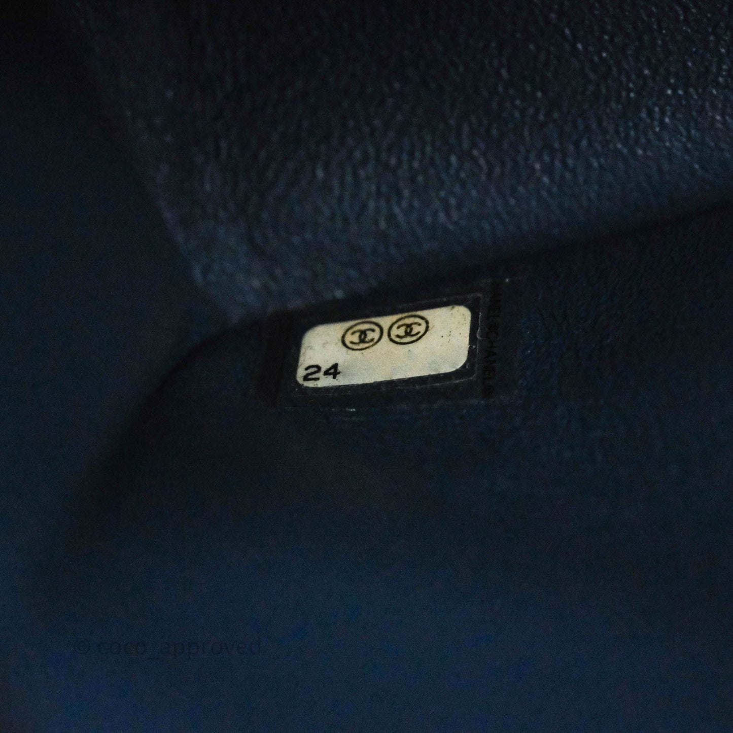 Chanel Quilted M/L Medium Double Flap Navy Caviar Gold Hardware 17B