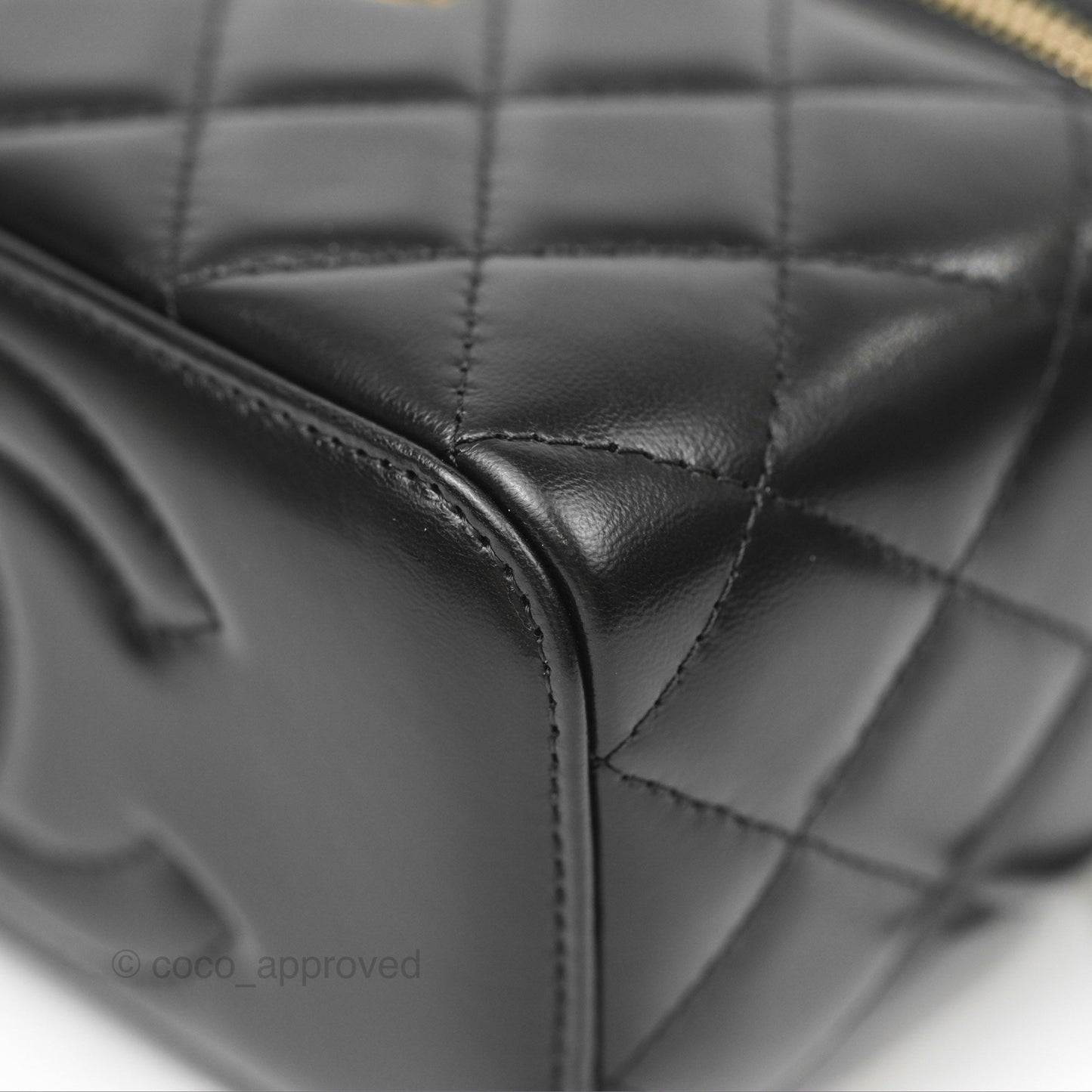 Chanel Vanity with Adjustable Chain Black Lambskin Aged Gold Hardware