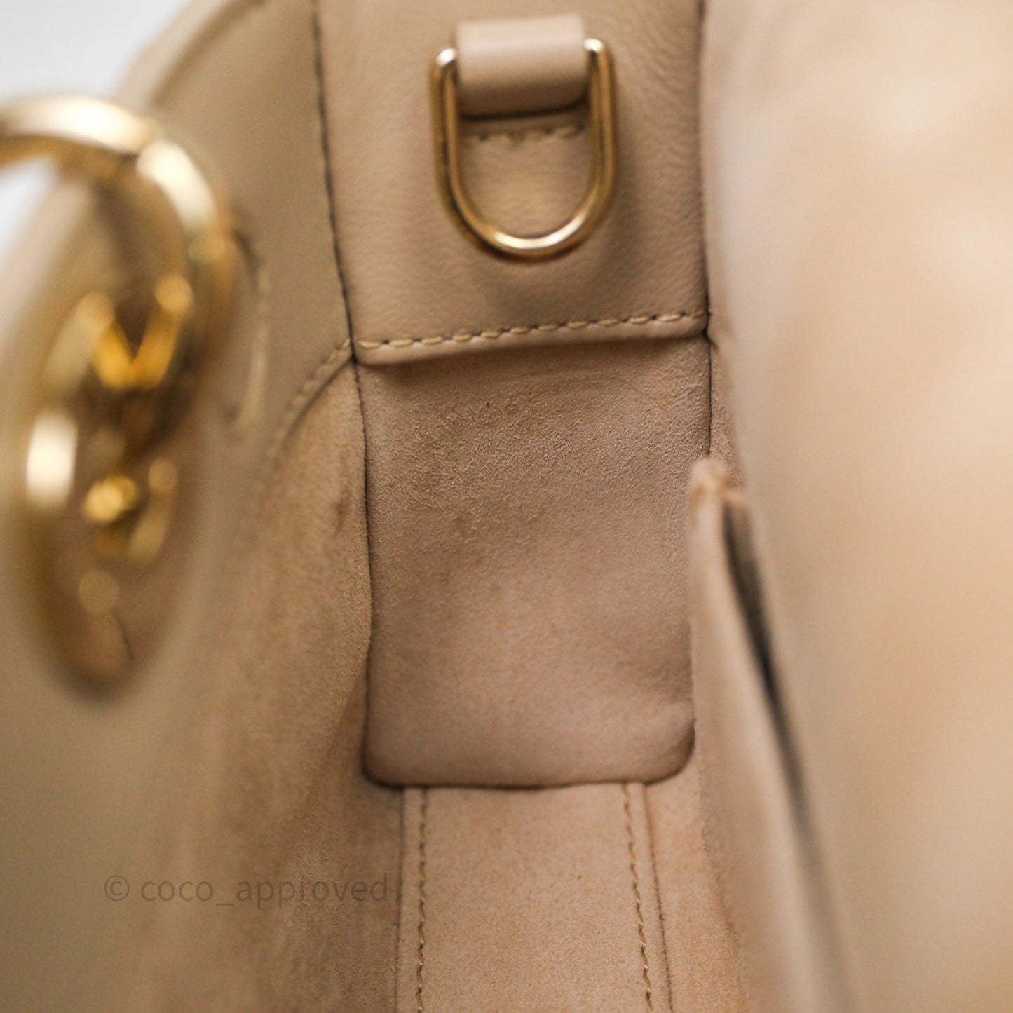 Christian Dior Small Lady D-Joy Powder Beige Cannage Lambskin Gold Hardware