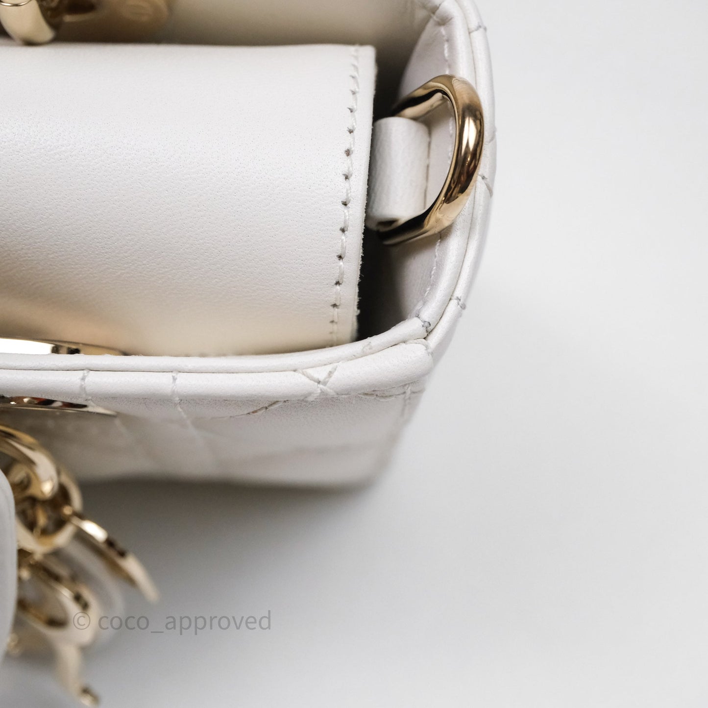 Christian Dior Mini Lady D-Joy White Light Gold Hardware