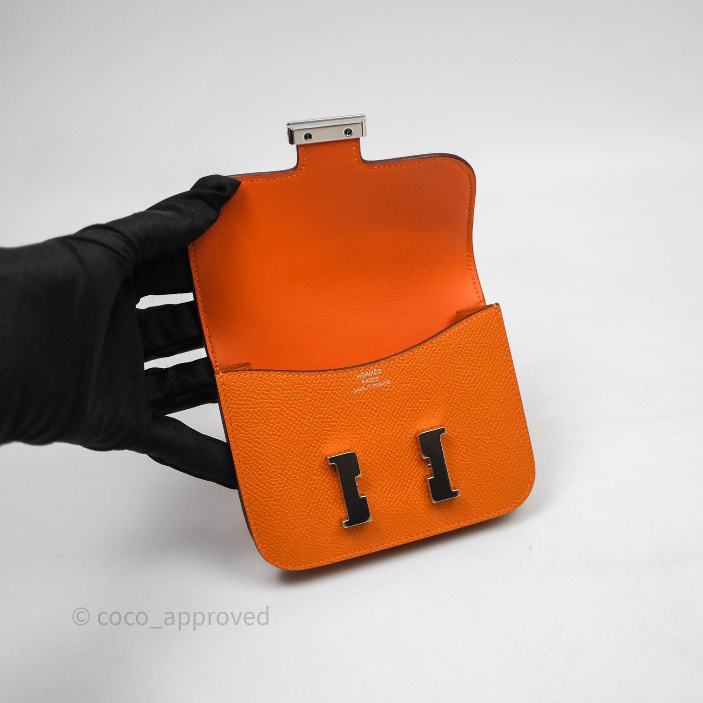 Hermès Constance Slim Wallet Orange 93 Epsom Palladium Hardware