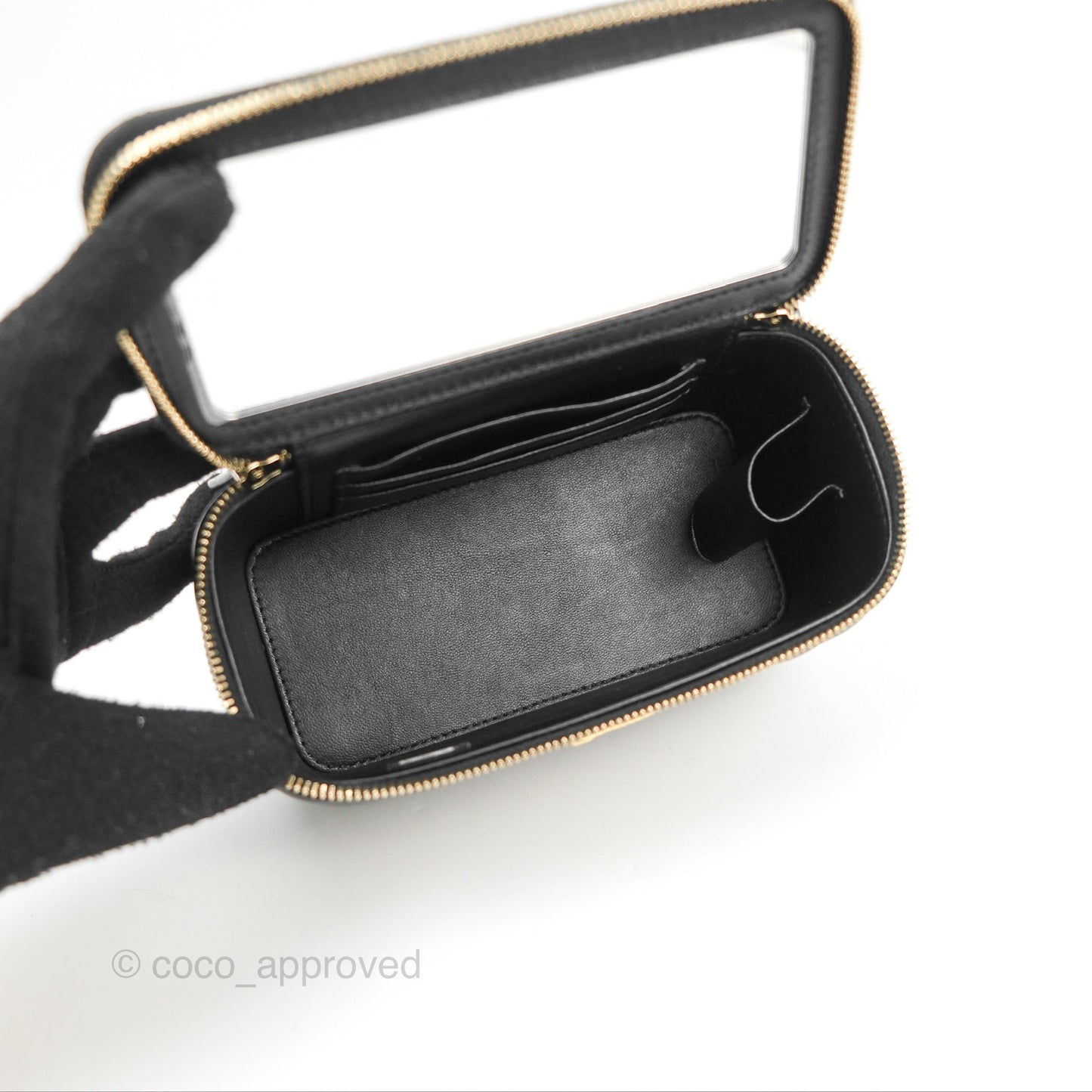Chanel Vanity Rectangular with Top Handle Black Lambskin Aged Gold Hardware