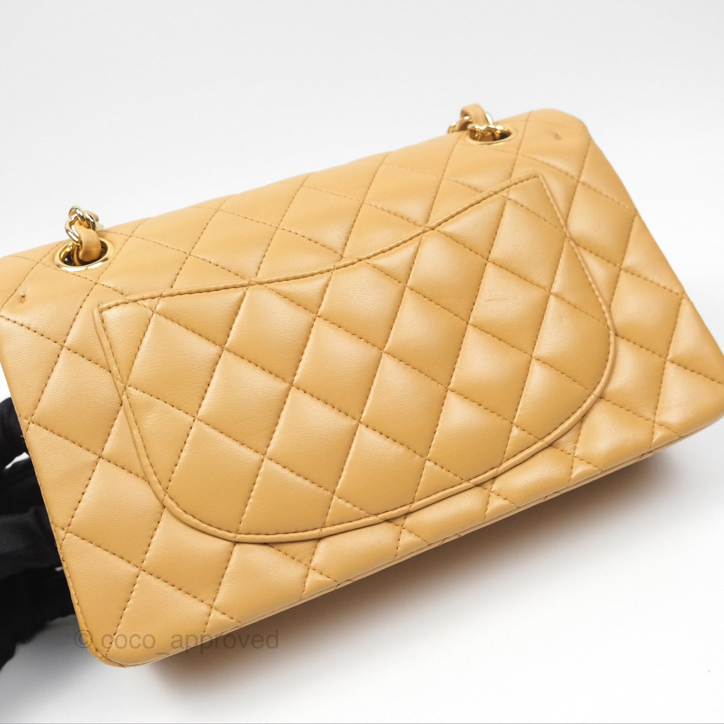 Chanel Vintage Small Classic Flap Beige Lambskin 24K Gold Hardware