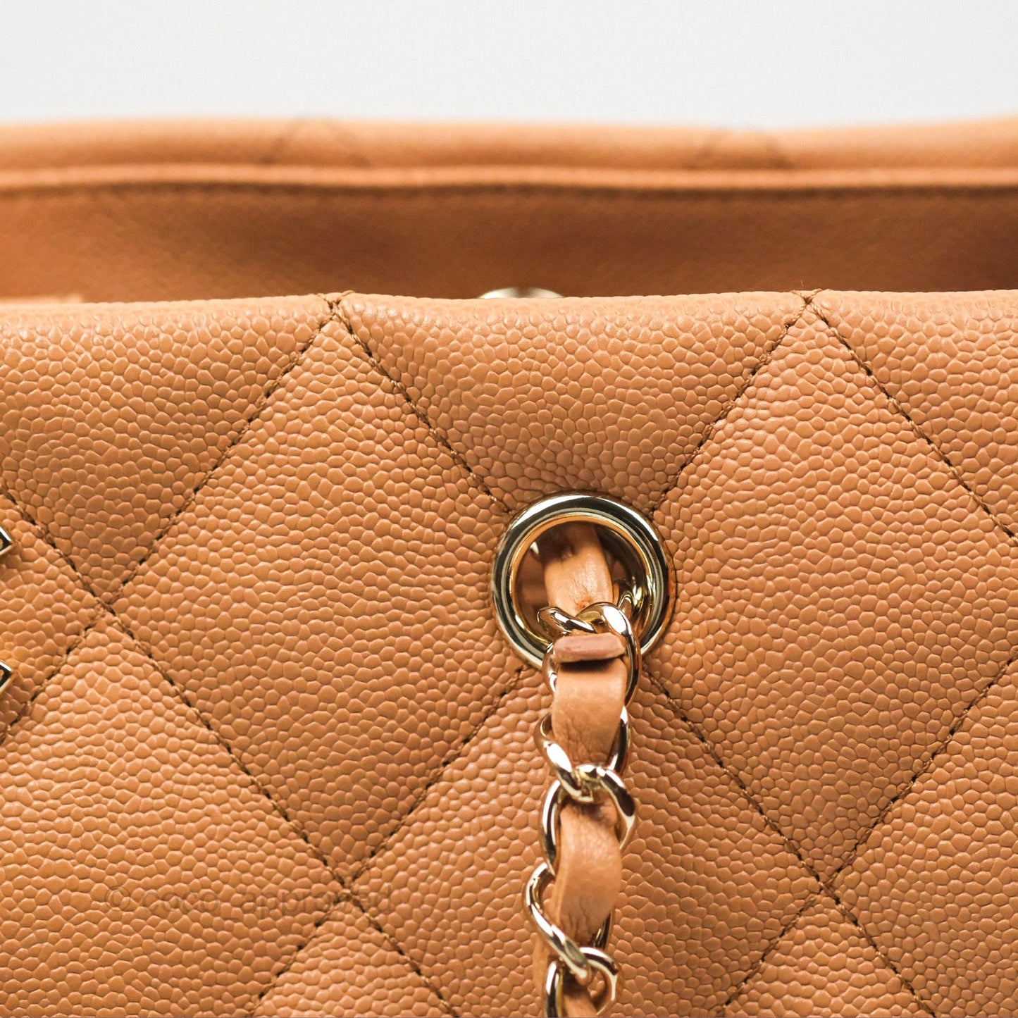 Chanel Large Quilted Caviar Shopping Tote Bag Dark Beige Gold Hardware