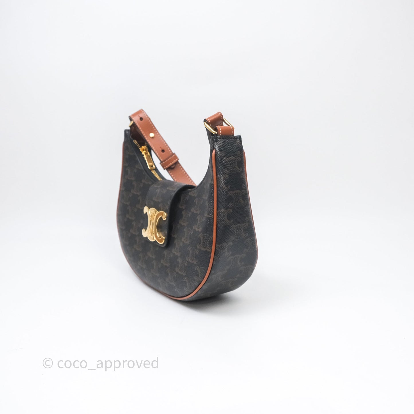 Celine Medium Ava Triomphe Bag Triomphe Canvas Tan Calfskin