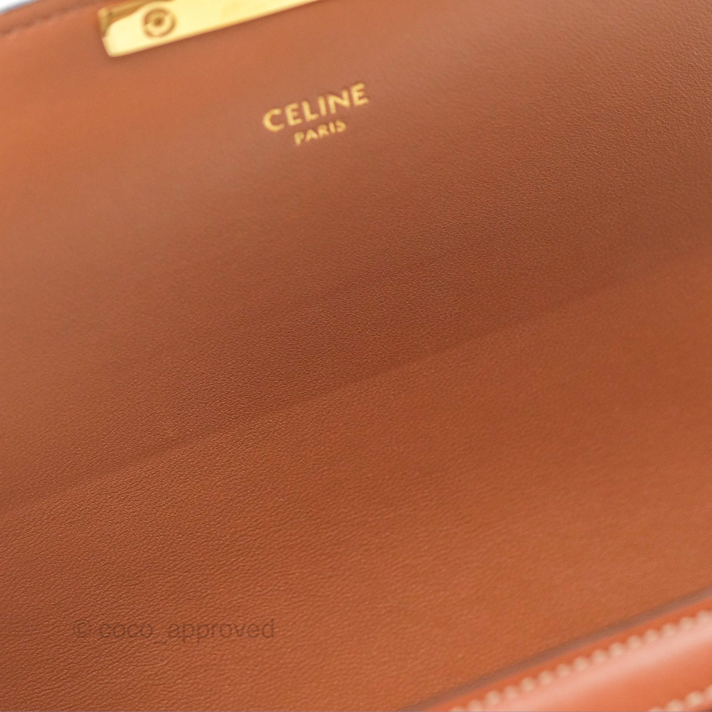 Celine Teen Triomphe Bag Triomphe Canvas Tan Calfskin
