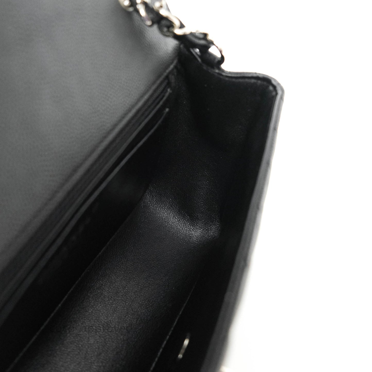 Chanel Mini Rectangular Chevron Caviar Black Silver Hardware