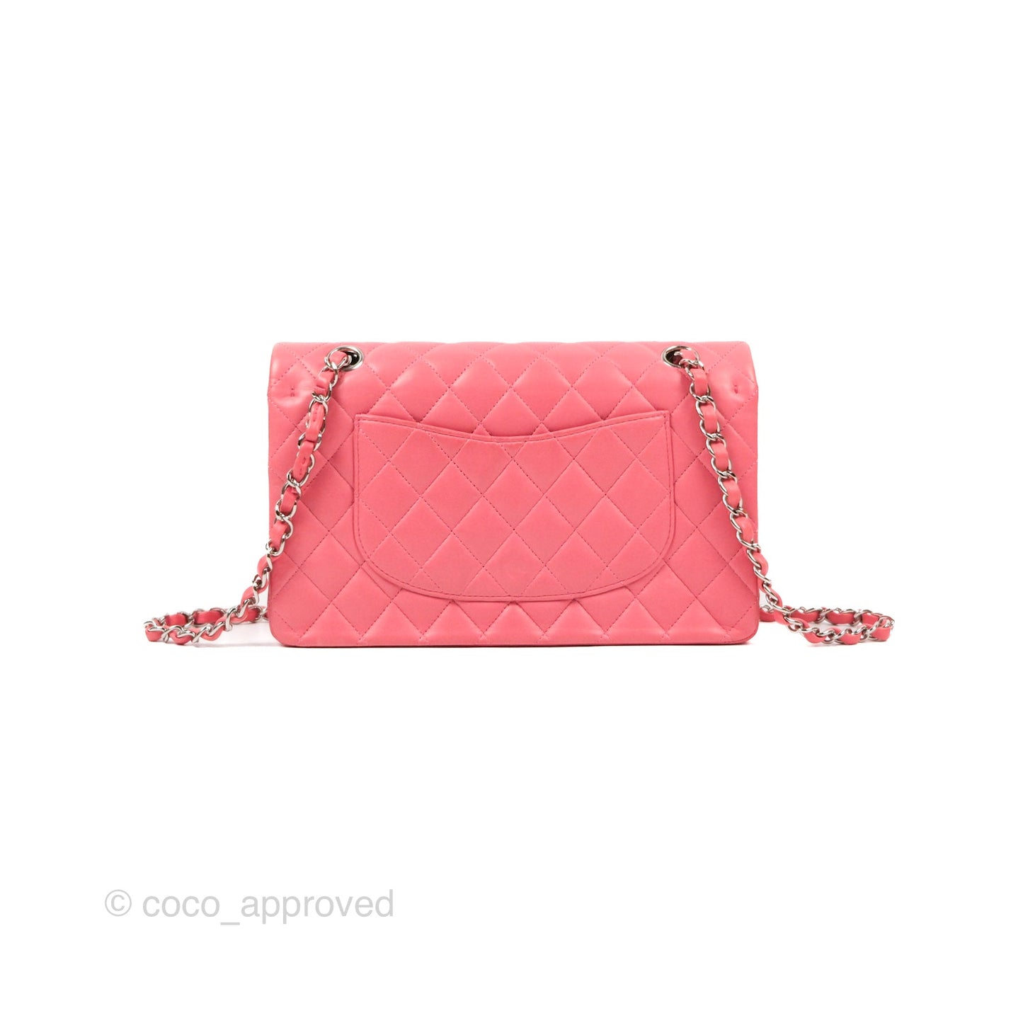 Chanel Classic M/L Medium Flap Quilted Pink Lambskin Silver Hardware