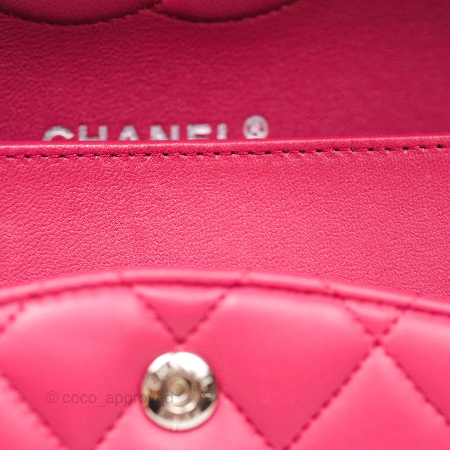 Chanel Classic M/L Medium Flap Quilted Dark Pink Lambskin Silver Hardware