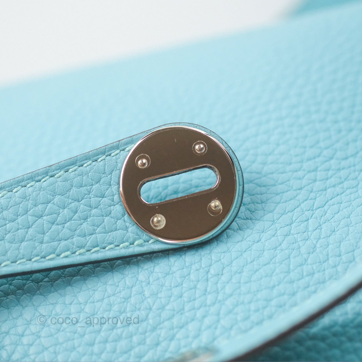 Hermès Lindy 30 Bleu Atoll Clemence Palladium Hardware