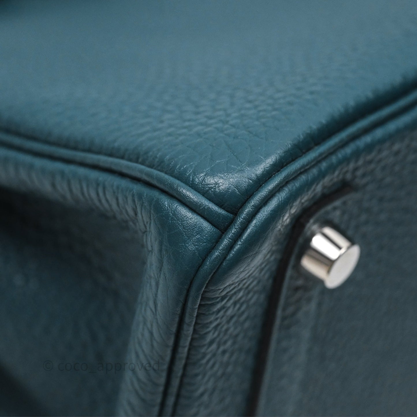 Hermès Birkin 25 Retourne Vert Bosphore W0 / Bleu Océan Z7 Togo Palladium Hardware