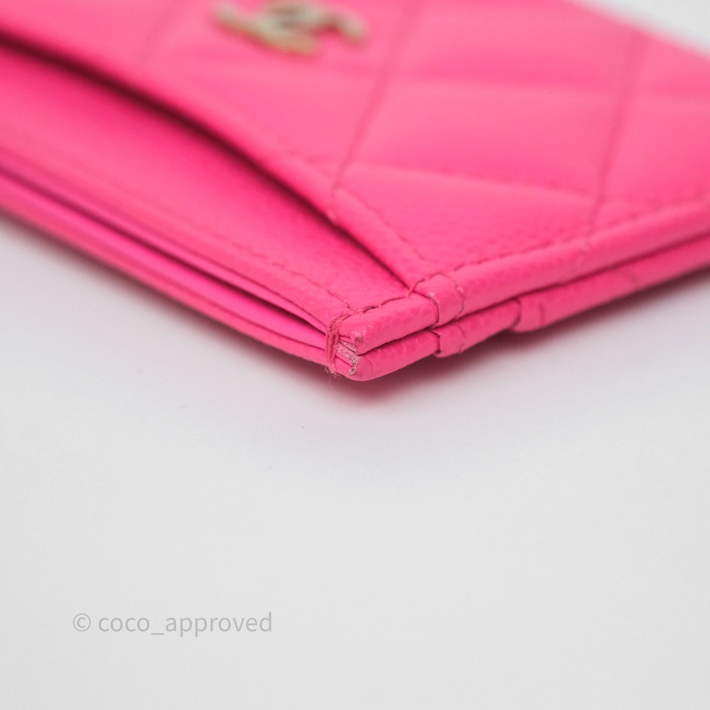 Chanel Classic Flat Card Holder Pink Caviar Gold Hardware