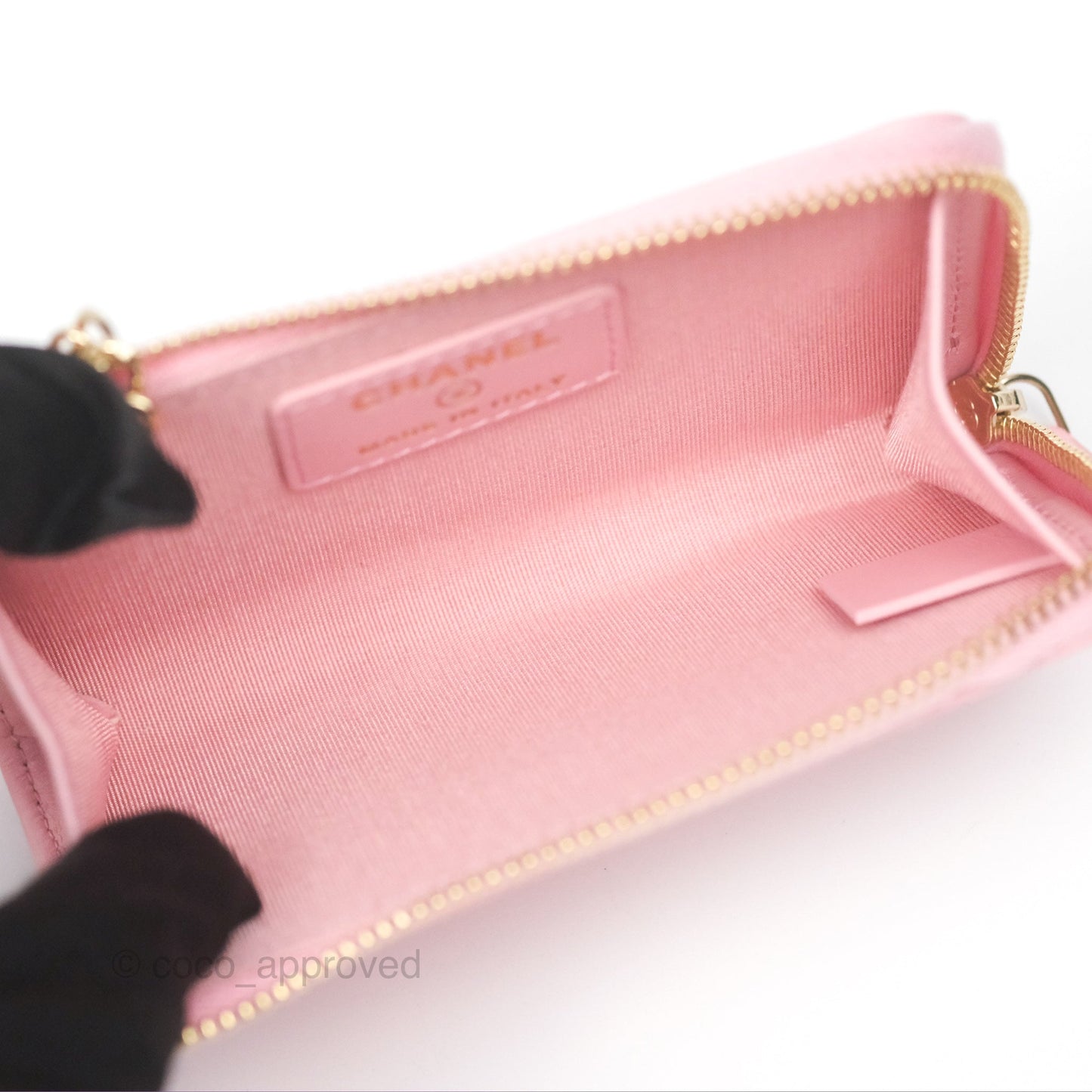 Chanel Key Holder Case Pink Camellia Embossed Lambskin Gold Hardware