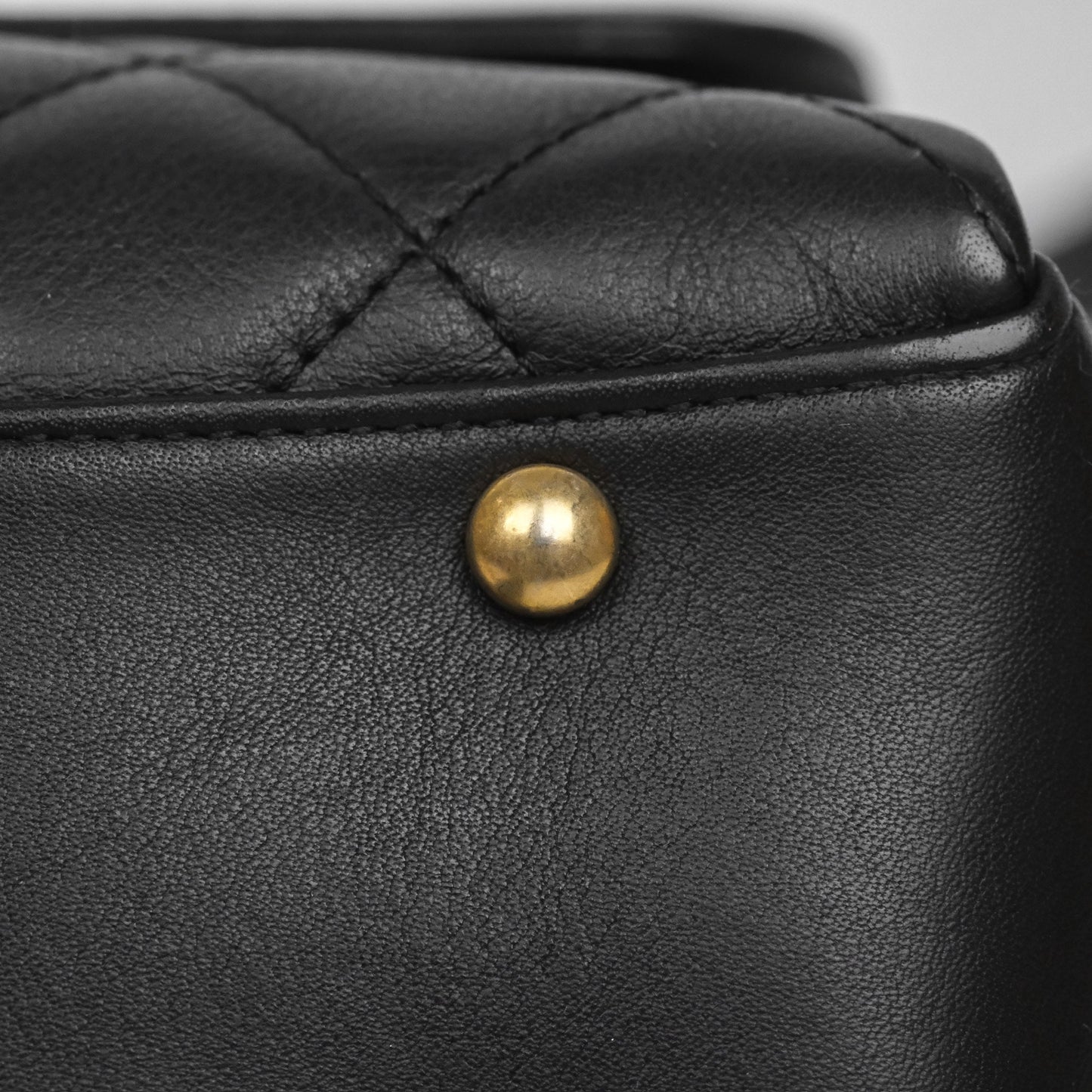 Chanel Side Chain Compartment Flap Black Calfskin Aged Gold Hardware