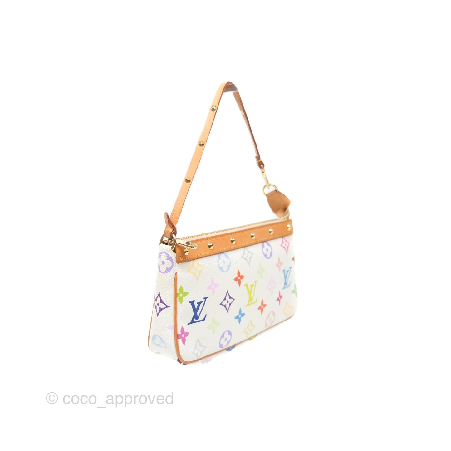 Louis Vuitton x Takashi Murakami Pochette White Rainbow Monogram