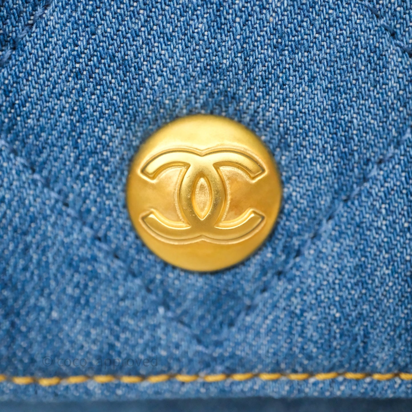 Chanel Double Pocket Hobo Bag Blue Denim Aged Gold Hardware