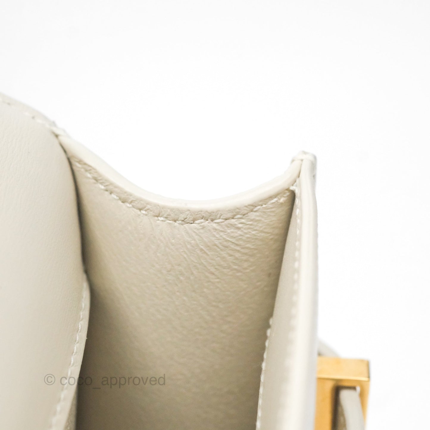 Saint Laurent Mini Manhattan Box Calfskin Blanc Vintage Gold Hardware