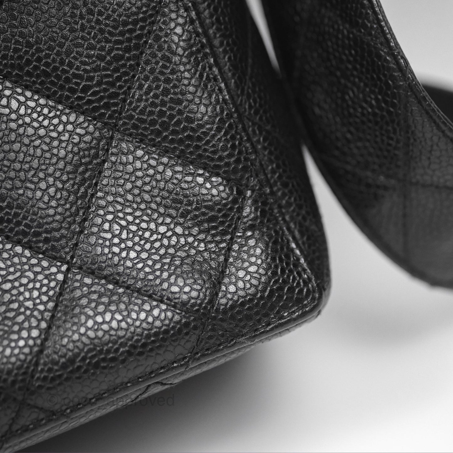 Chanel Vintage Quilted Shoulder Bag Black Caviar 24K Gold Hardware