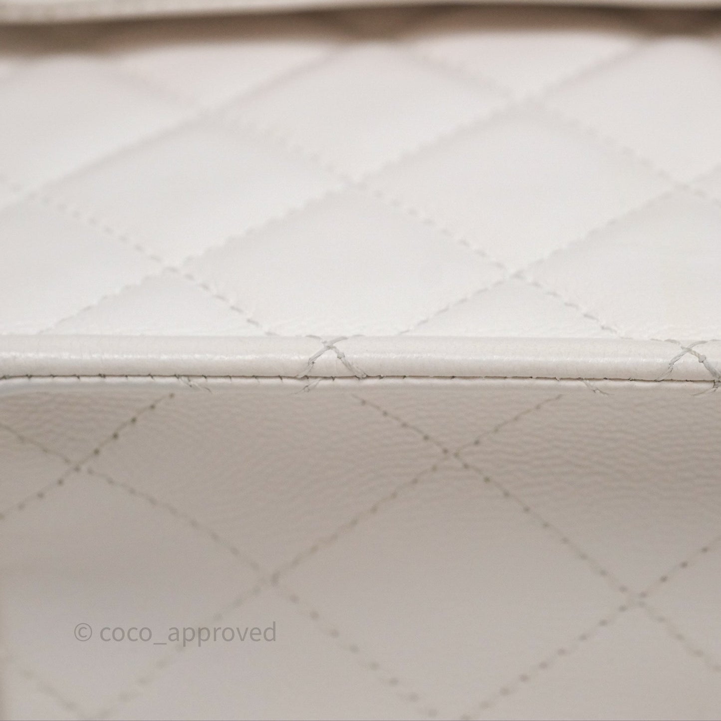 Chanel Large Quilted Sweet Classic Flap White Caviar Aged Gold Hardware