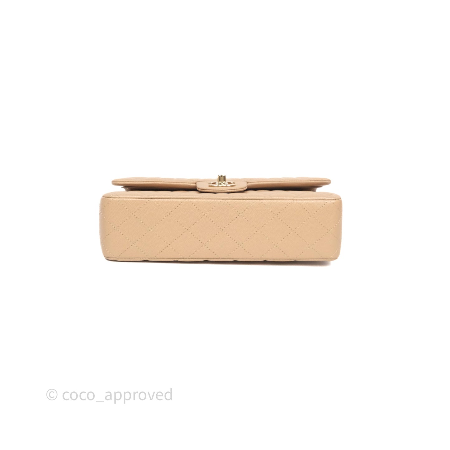 Chanel Classic M/L Medium Flap Quilted Dark Beige Caviar Gold Hardware