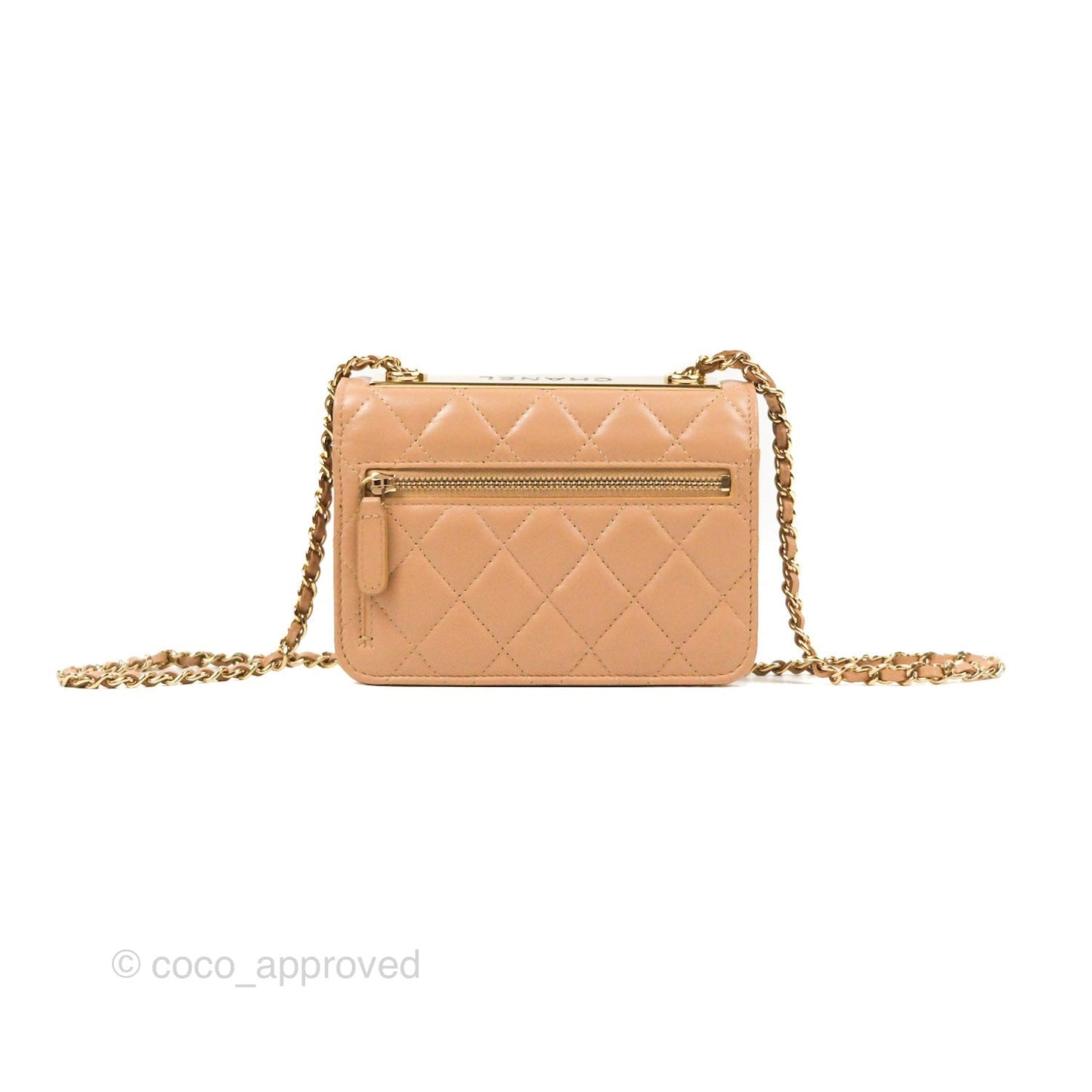 Chanel Mini Trendy WOC Beige Lambskin Gold Hardware 22B