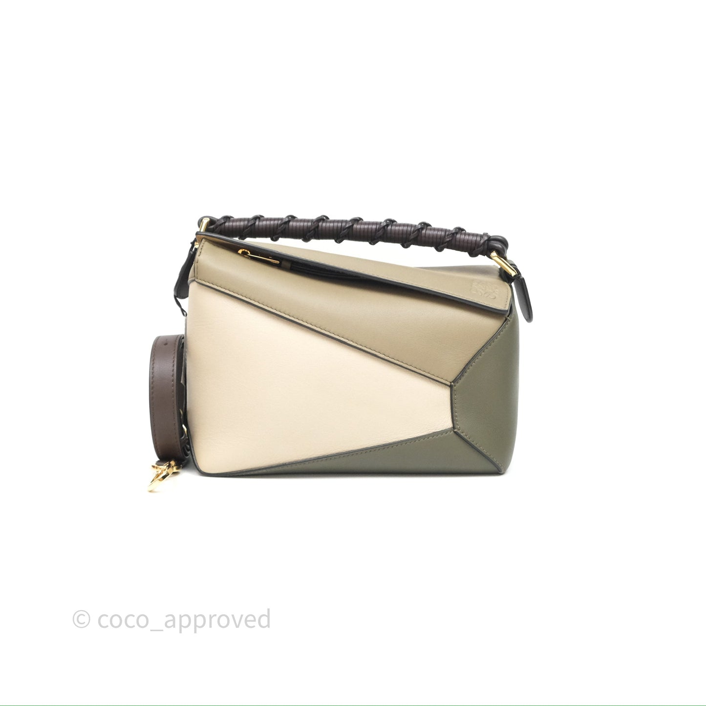 Loewe Small Puzzle Edge Bag Laurel Green/Light Oat Calfskin