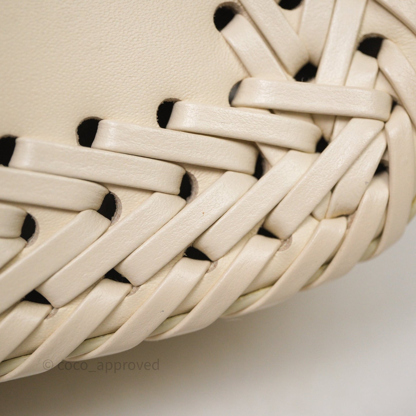 Fendi Braided Leather Baguette Bag Ivory Gold Hardware