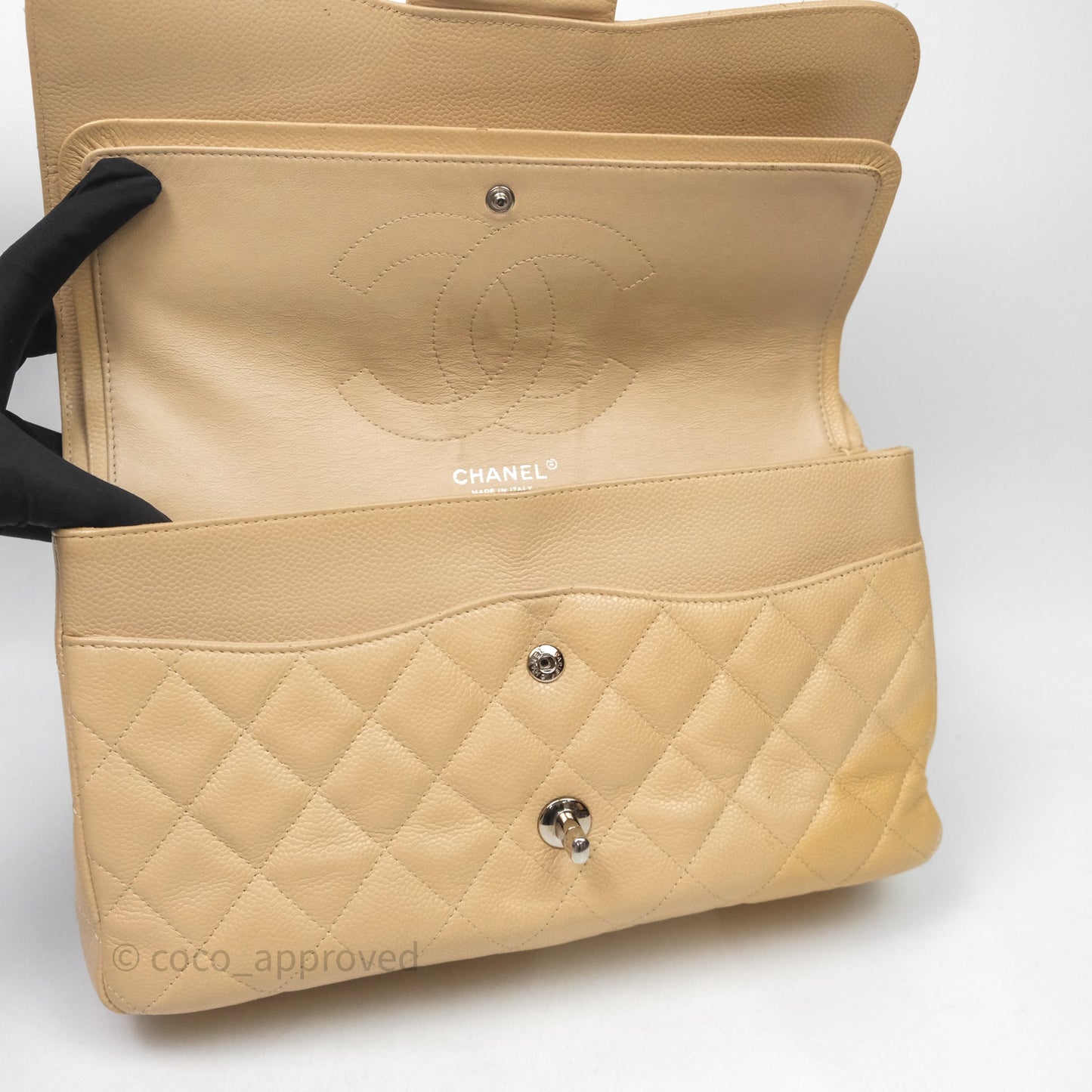 Chanel Jumbo Double Flap Beige Caviar Silver Hardware⁣⁣