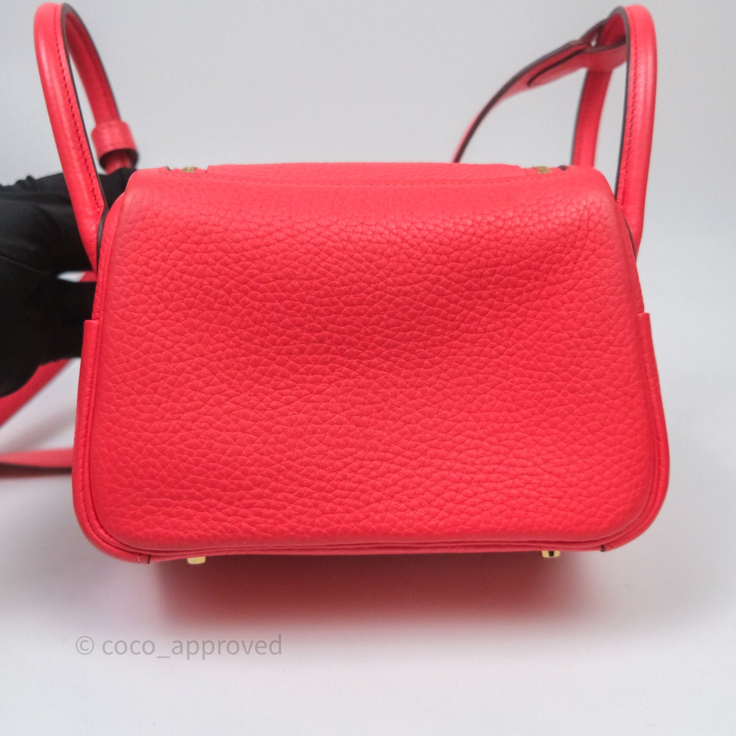 Hermès Mini Lindy 0E Rose Texas Clemence Gold Hardware