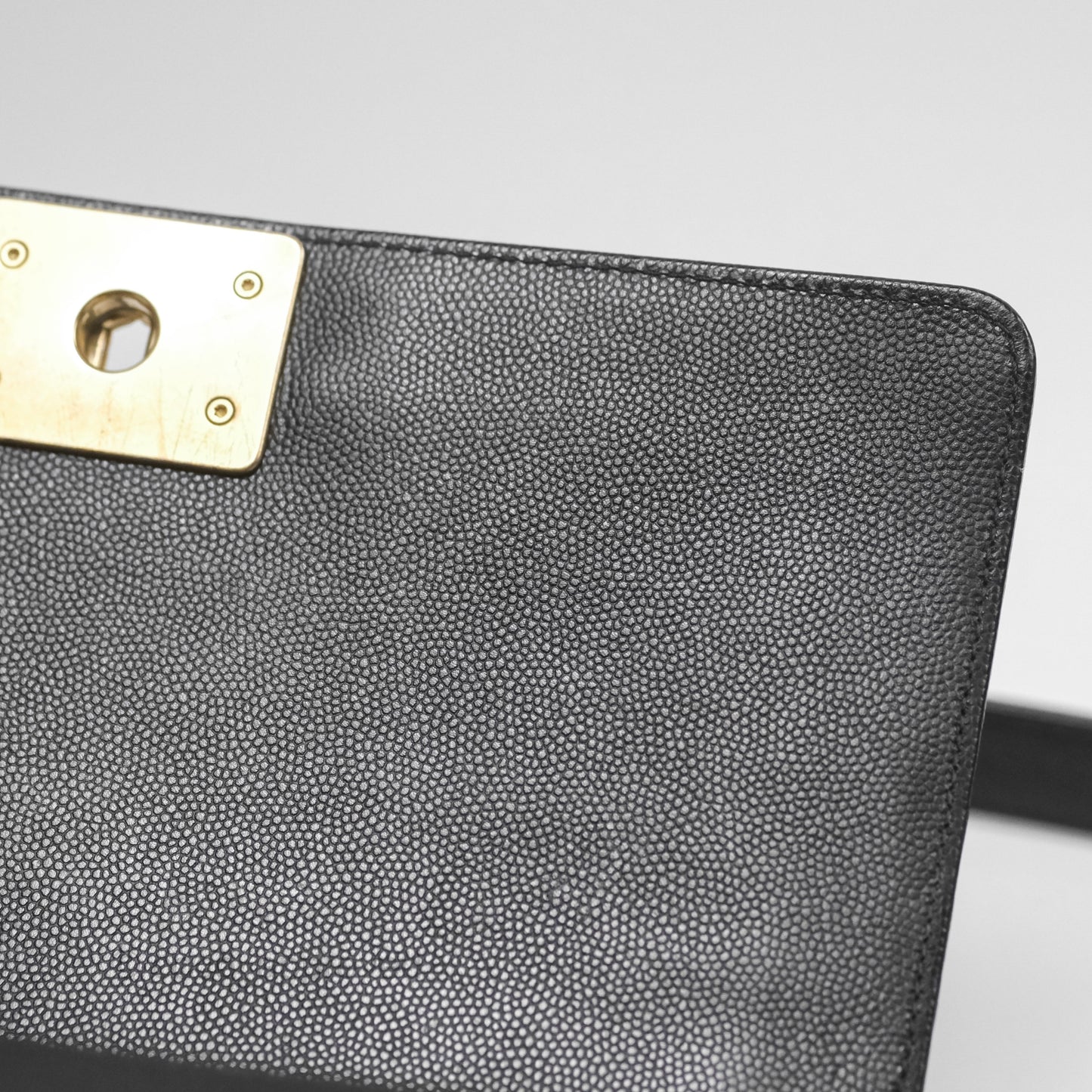 Chanel Medium Boy Quilted Black Caviar Aged Gold Hardware