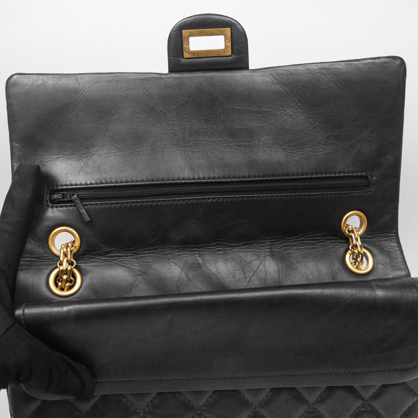 Chanel Quilted 2.55 Reissue 226 Flap Bag Black Aged Calfskin Gold Hardware