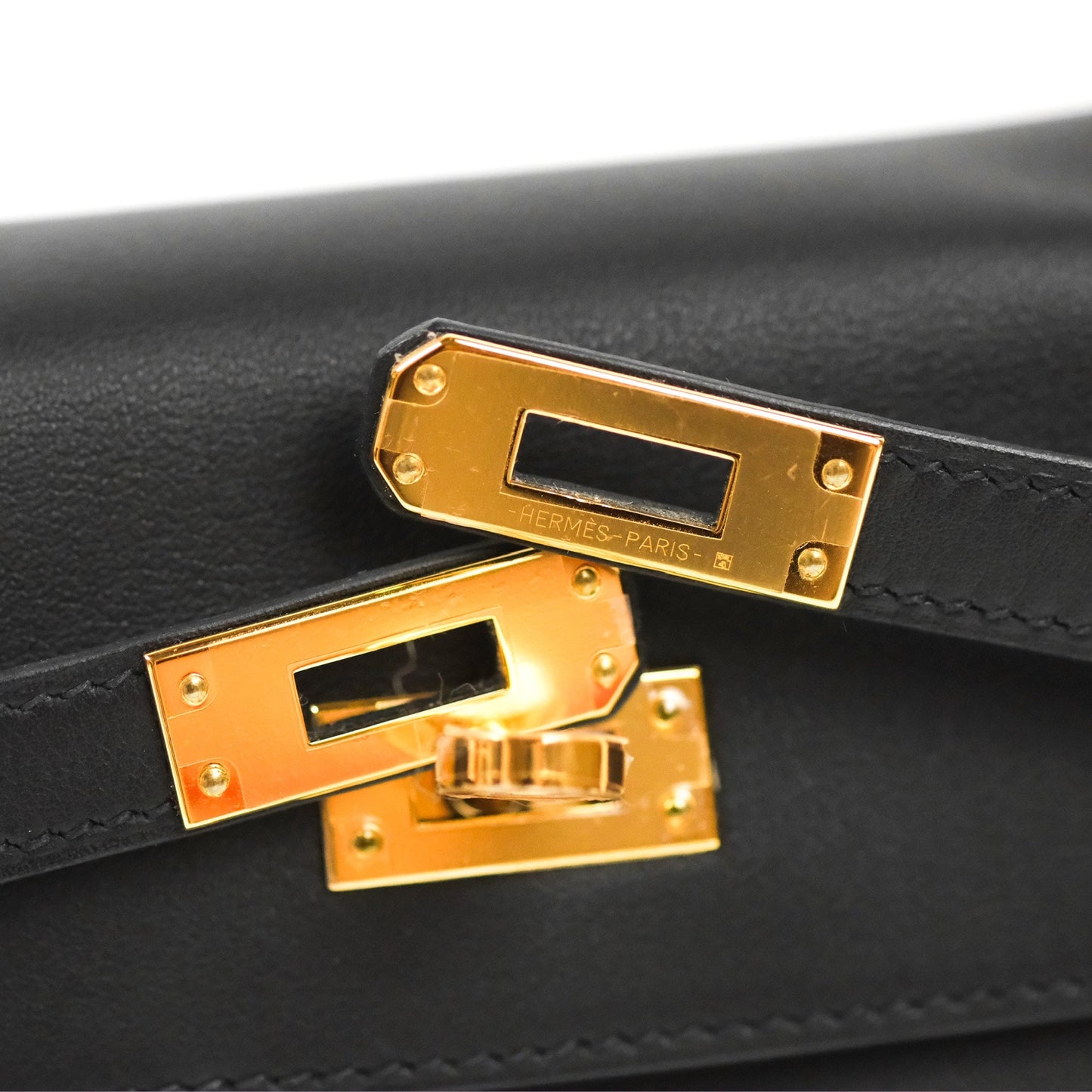 Hermès Retourne Kelly 25 Black Swift Gold Hardware