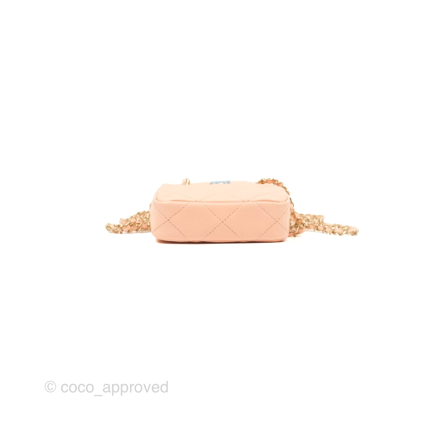 Chanel Mini Clutch With Chain Light Beige Pink Lambskin Gold Hardware