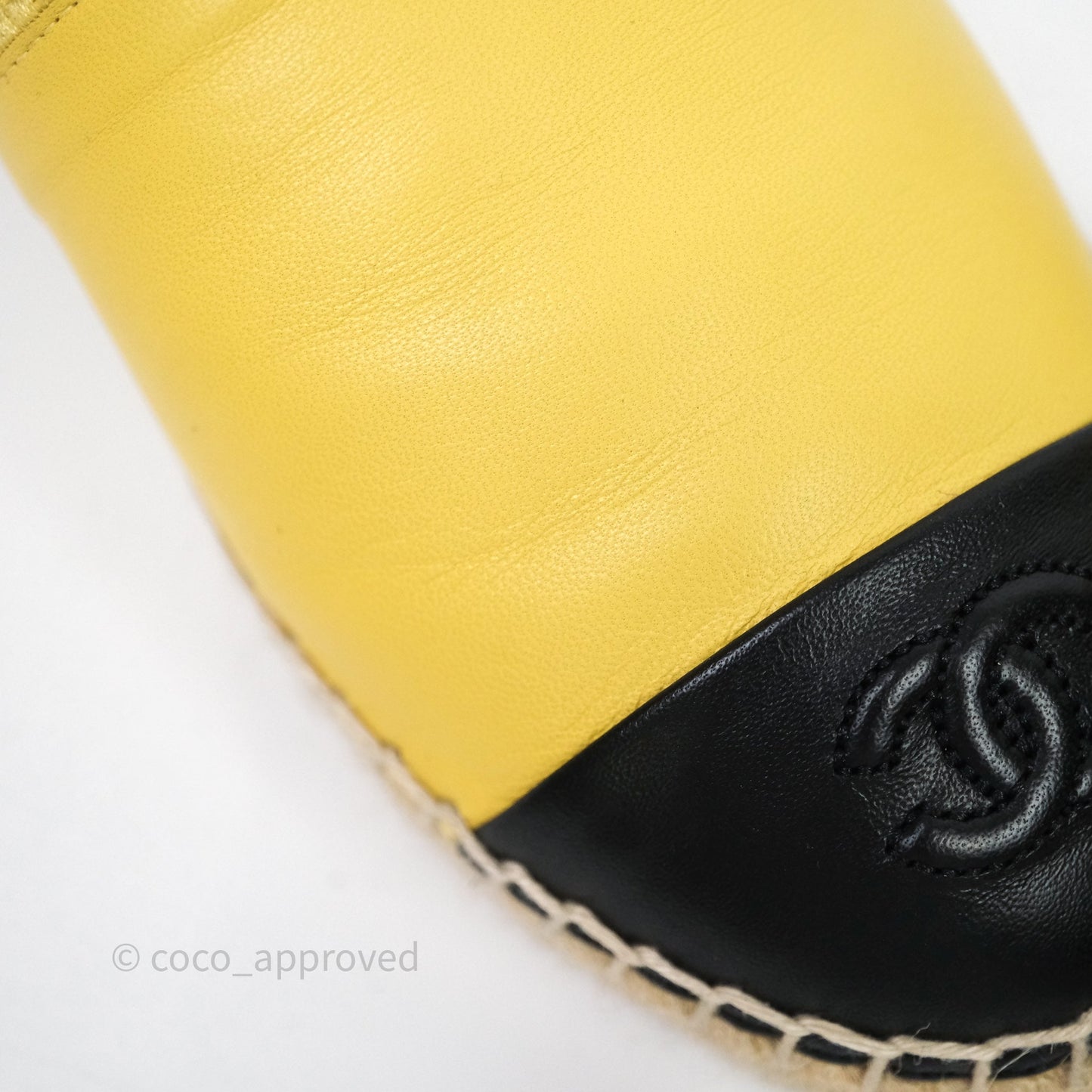Chanel CC Logo Yellow/Black Slippers Size 38