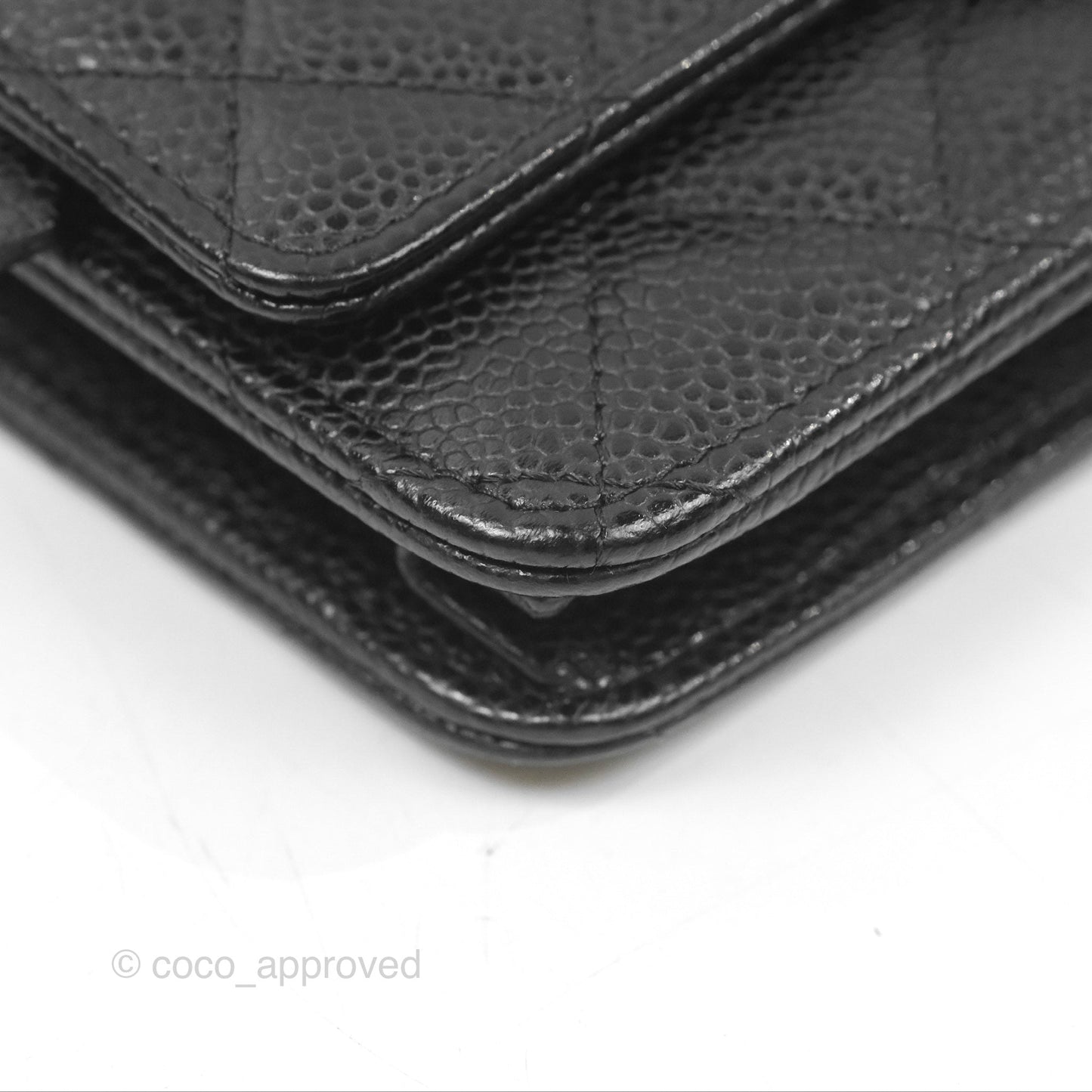 Chanel Quilted Classic Wallet On Chain WOC Black Caviar Silver Hardware