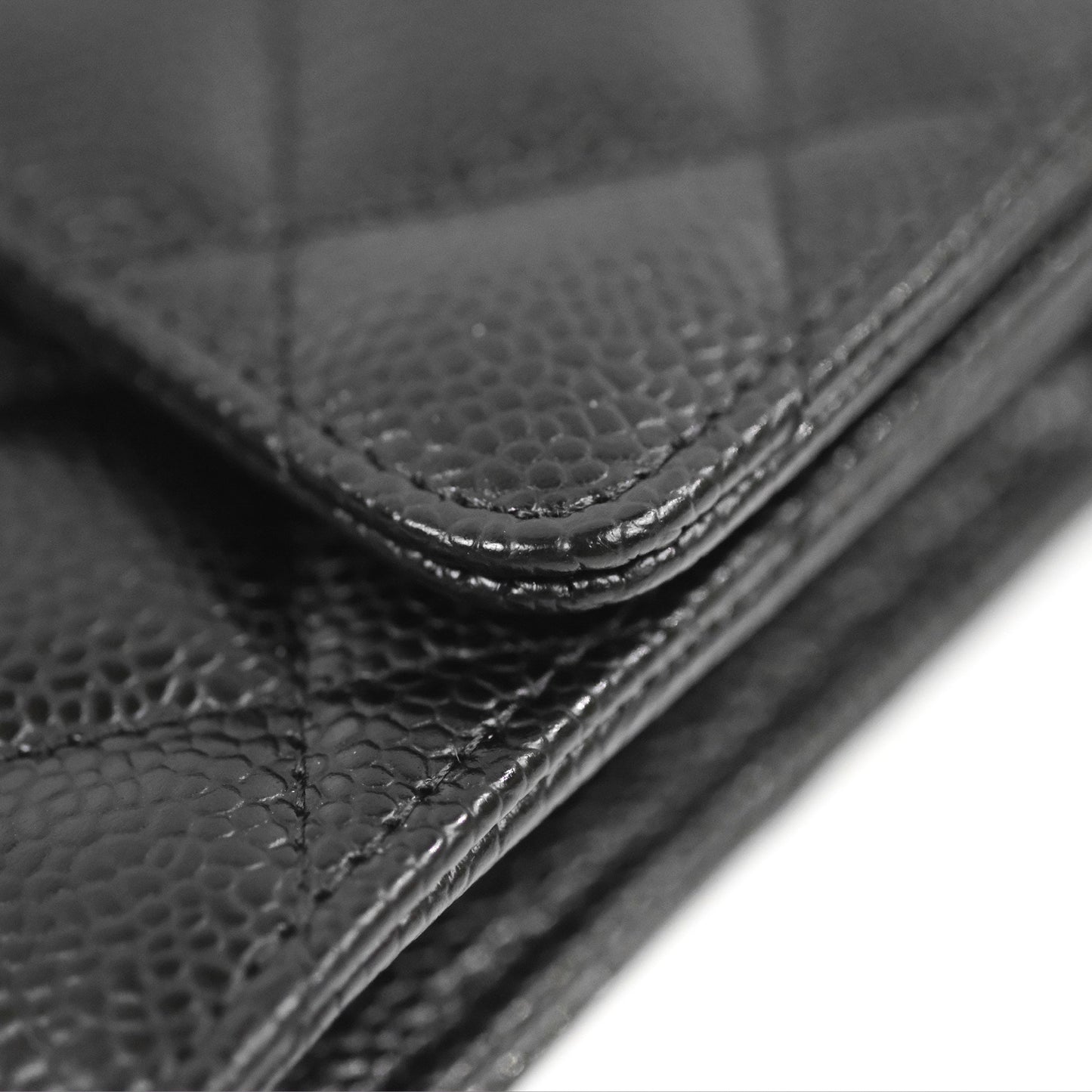Chanel Quilted Classic Zip Long Wallet Black Caviar Silver Hardware