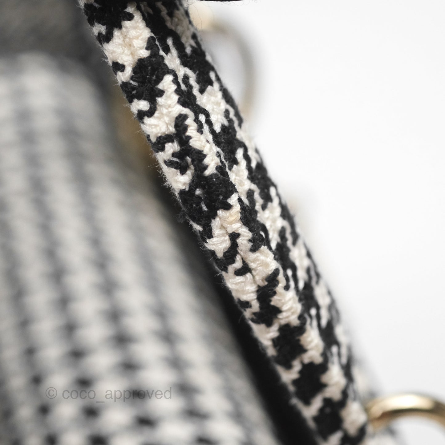 Christian Dior Medium Lady D-Lite Bag Black White Houndstooth