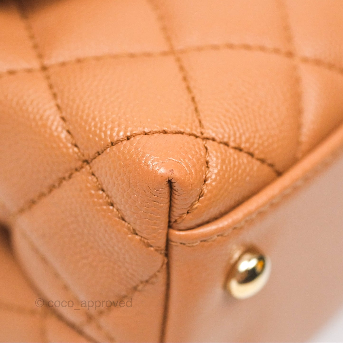 Chanel Small Coco Handle Quilted Dark Beige Caviar Gold Hardware