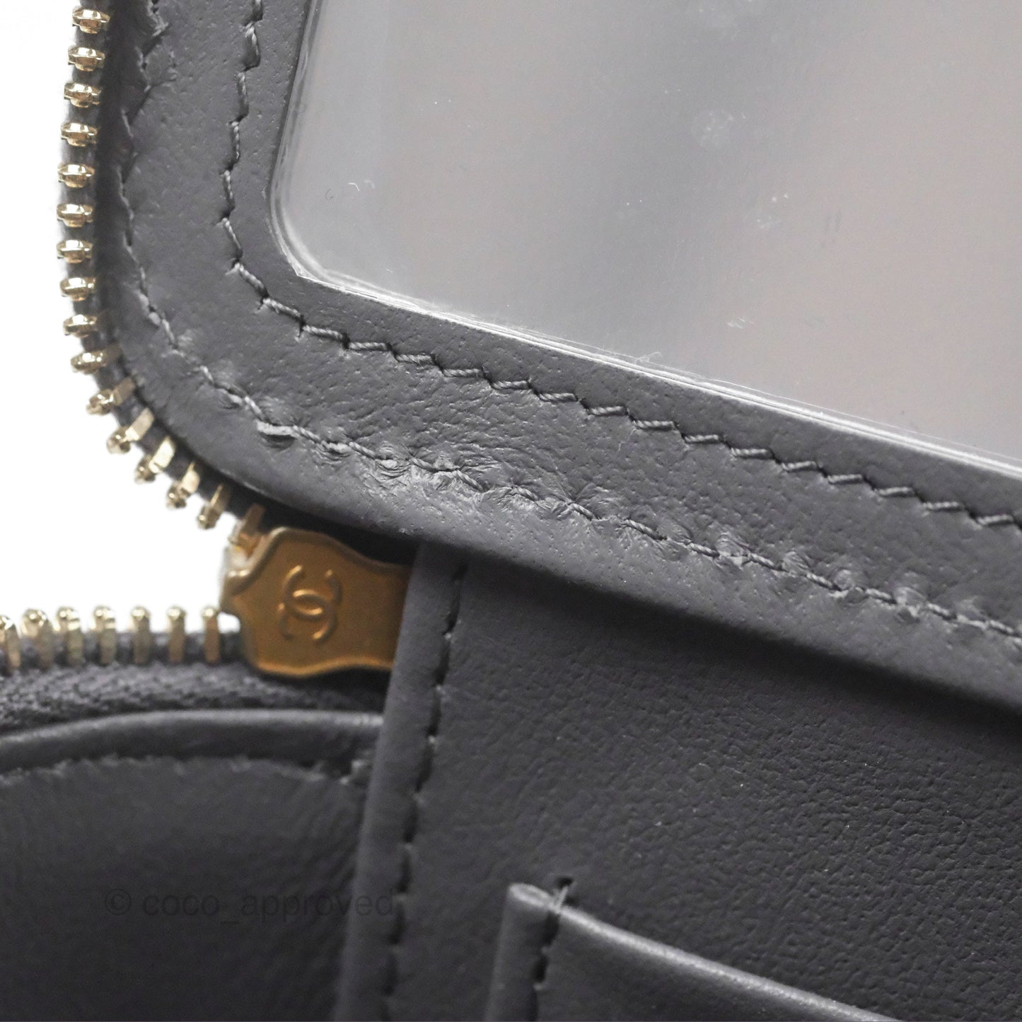 Chanel Vanity Rectangular with Top Handle Grey Caviar Aged Gold Hardware 24A