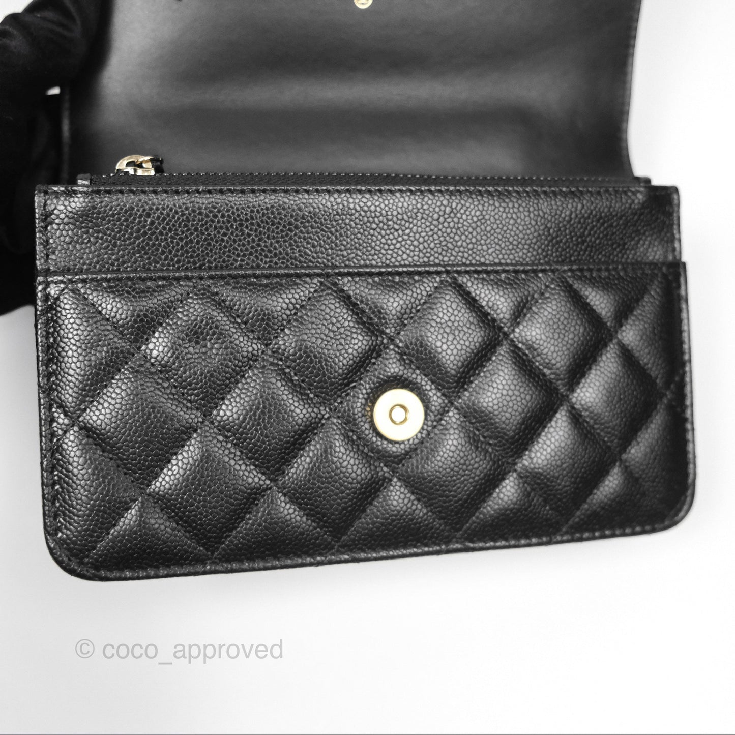 Chanel Top Handle Wallet On Chain WOC Black Caviar Gold Hardware 22S