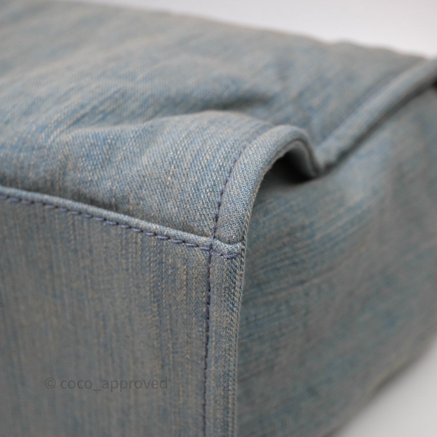 Chanel Large Deauville Tote Blue Washed Denim Matte Silver