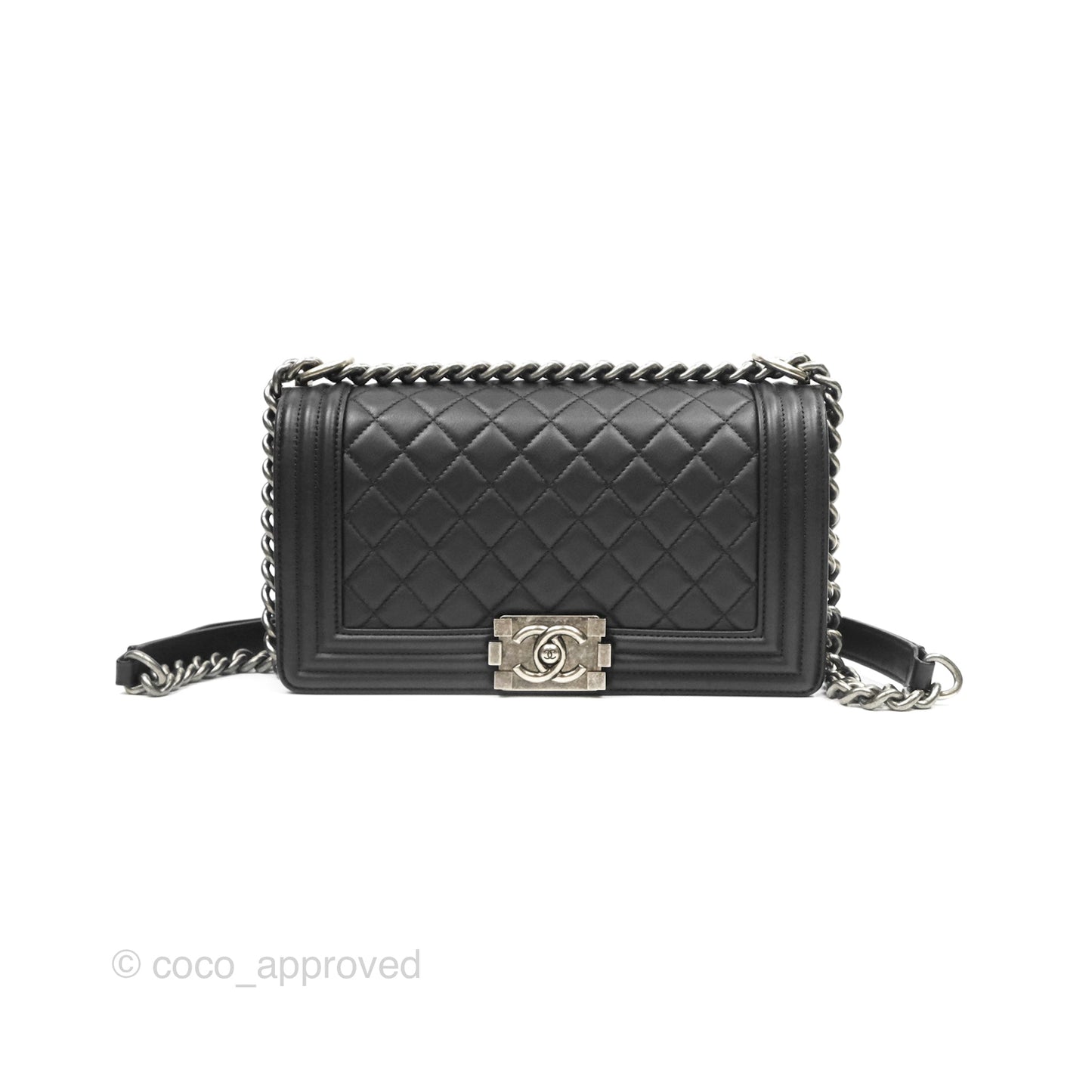 Chanel Medium Boy Quilted Black Lambskin Ruthenium Hardware