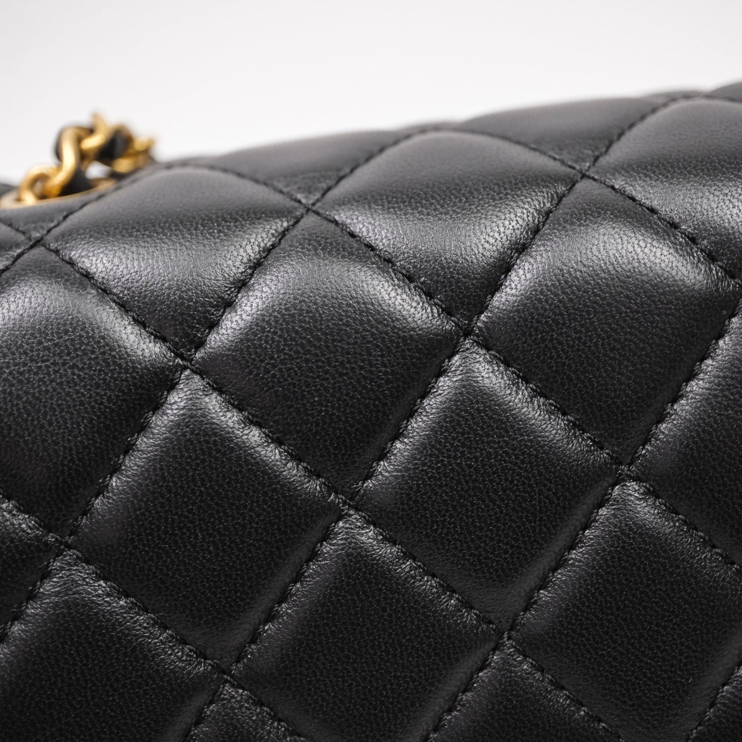 Chanel Pearl Crush Mini Square Quilted Black Lambskin Aged Gold Hardware