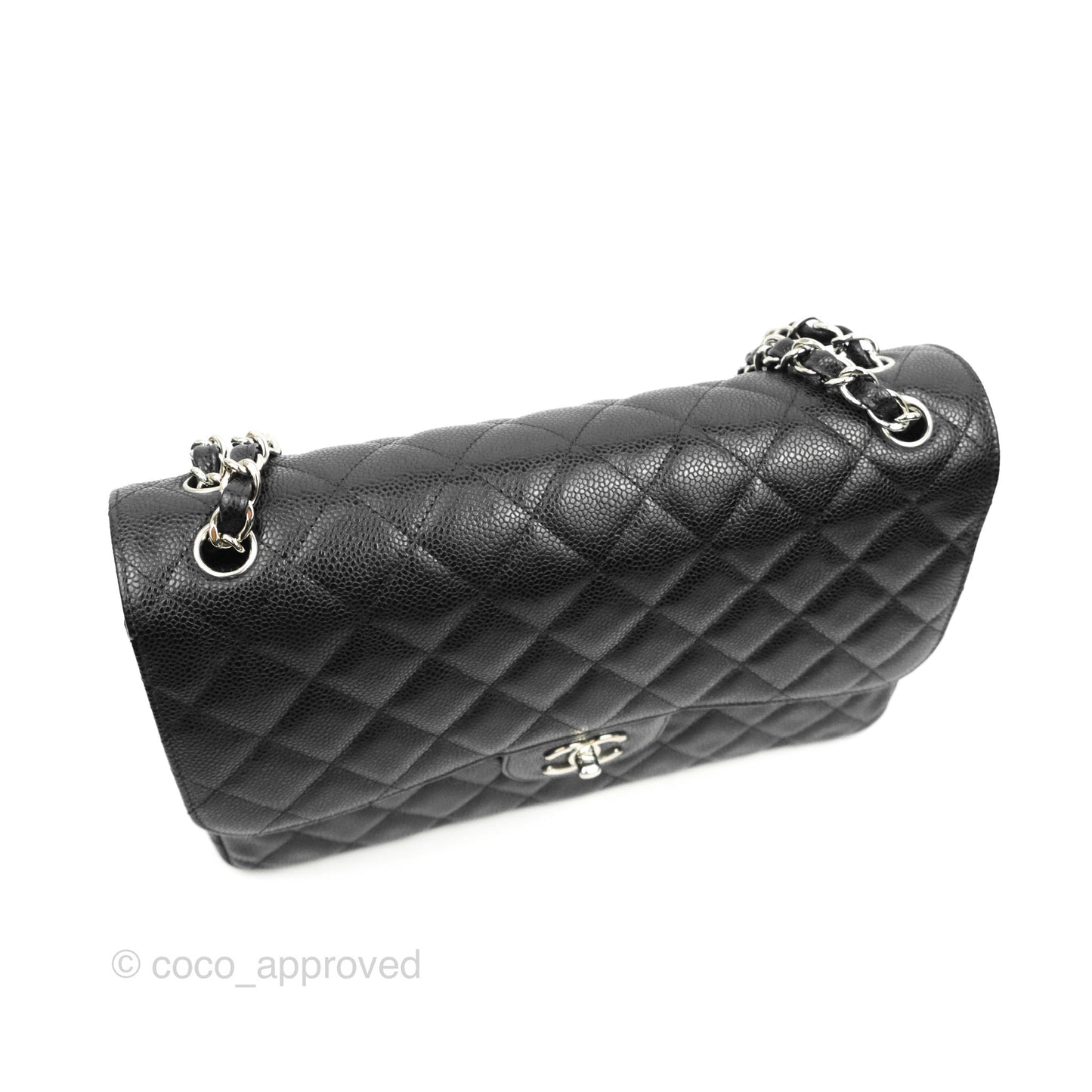 Chanel Jumbo Double Flap Black Caviar Silver Hardware⁣⁣
