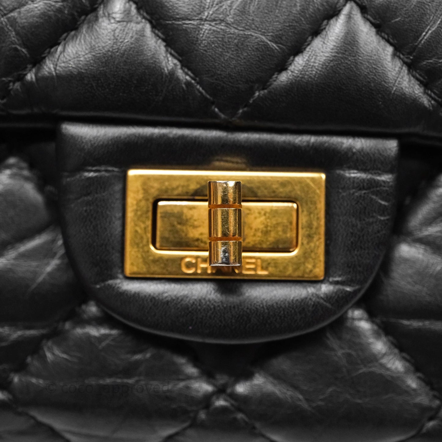 Chanel Quilted 2.55 Reissue 226 Flap Bag Black Aged Calfskin Gold Hardware