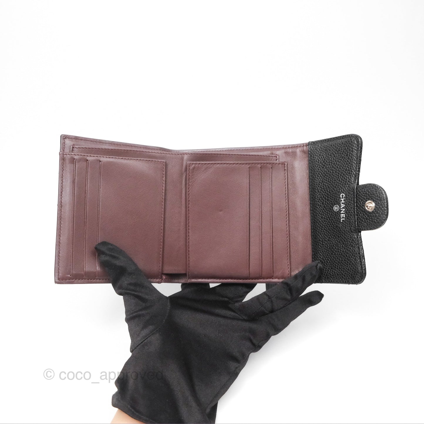 Chanel Classic Short Flap Wallet Black Caviar Silver Hardware