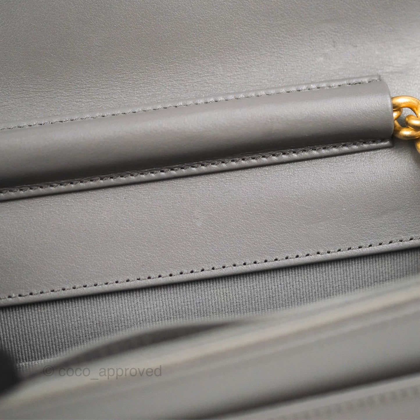 Chanel Quilted Boy Wallet on Chain WOC Dark Grey Caviar Gold Hardware