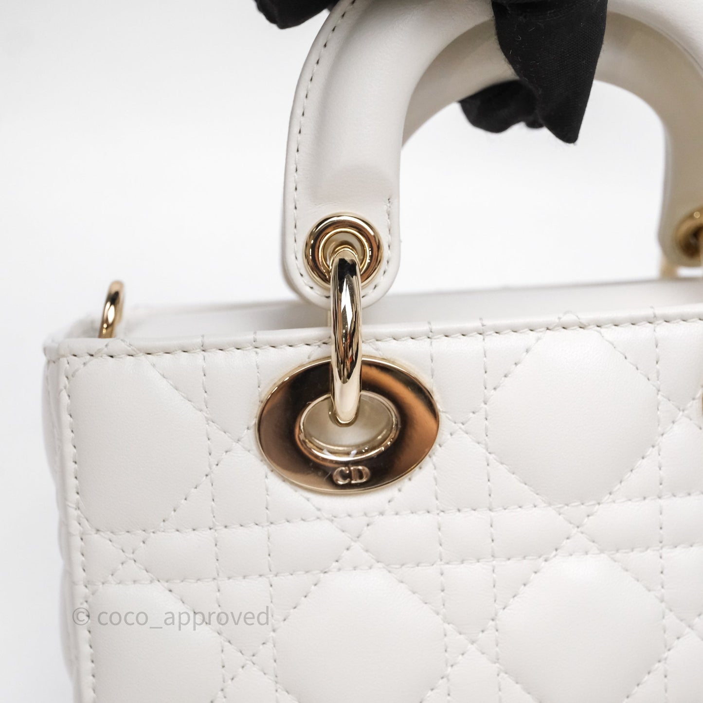 Christian Dior Mini Lady D-Joy White Light Gold Hardware