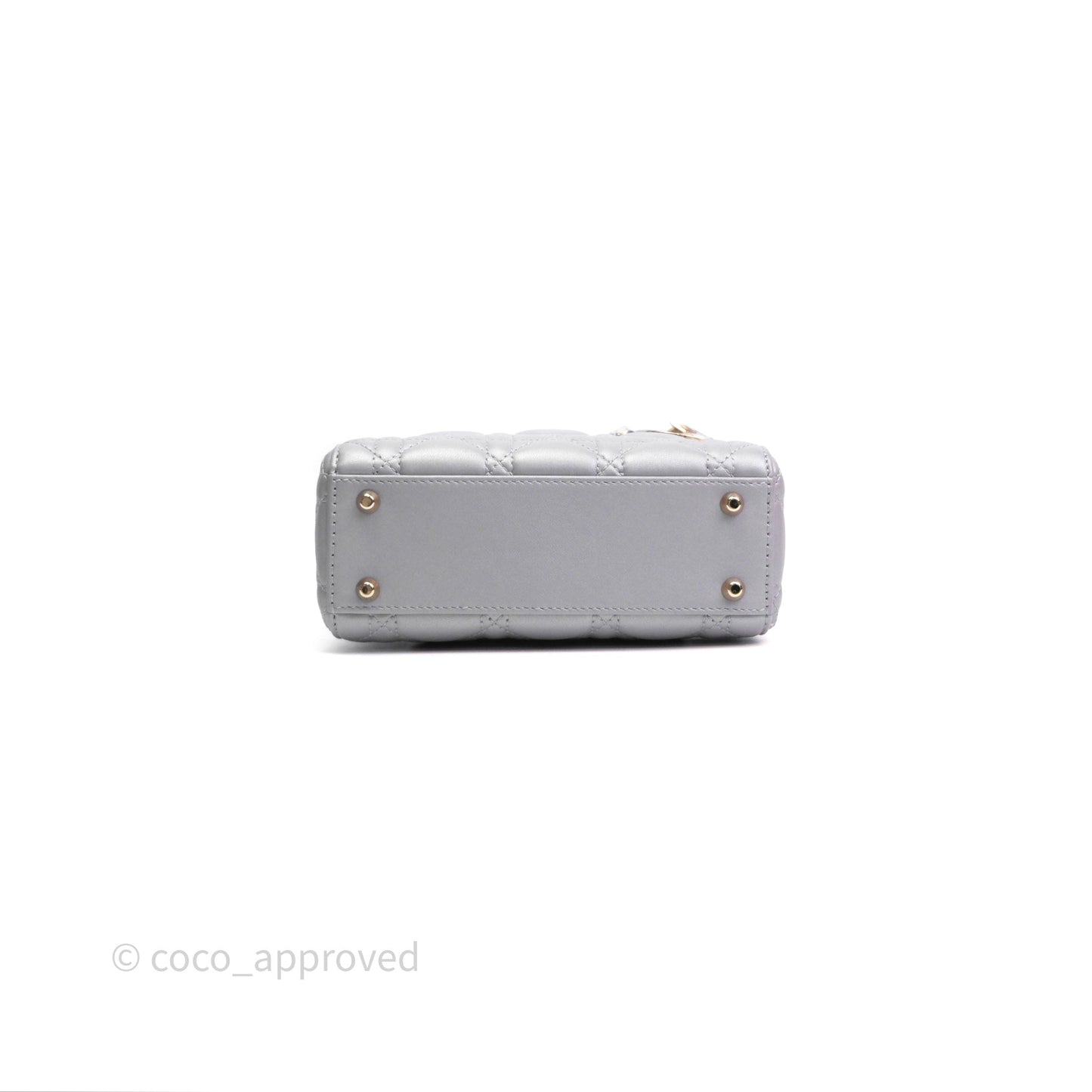 Christian Dior Mini Lady Dior Iridescent Grey Lambskin Cannage Gold Hardware