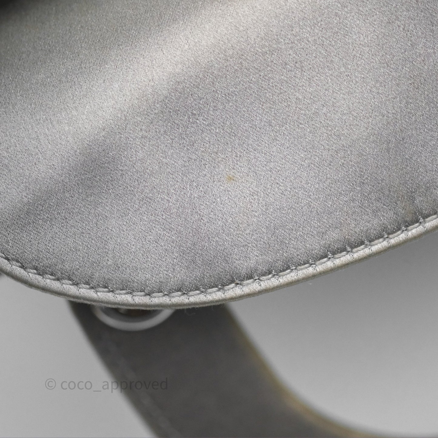 Christian Dior Mini Lady Dior Bag Grey Strass Cannage Satin Silver Hardware